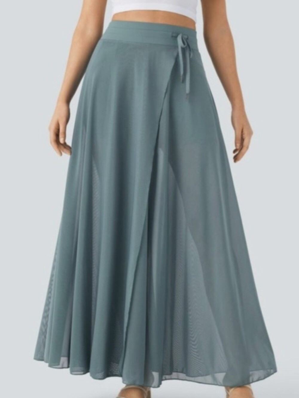 Halara Flowing Teal Drawstring Midi Skirt - Women
